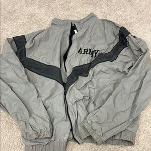 Gray and Black Bomber Jacket with Ribbed Cuffs and Stand-Up Collar